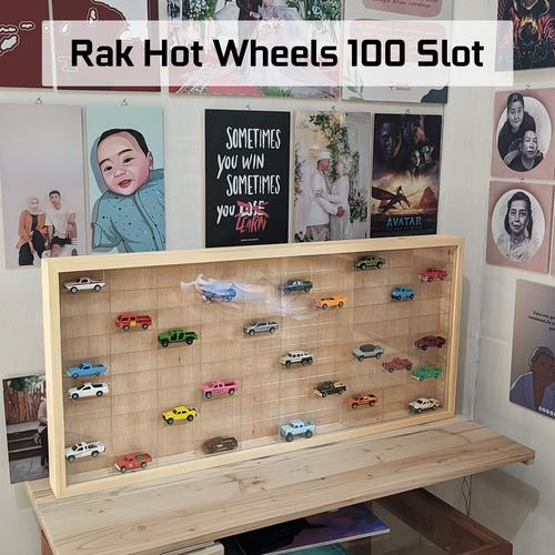 Promo 100 slot rak hotwheels diecast organizer premium kayu jati ...