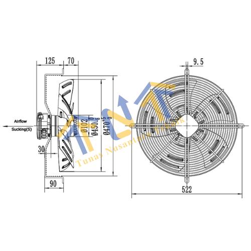 Jual Axial Fan Motor Weiguang 18 inch YWF4E450S 380V 50Hz Jakarta