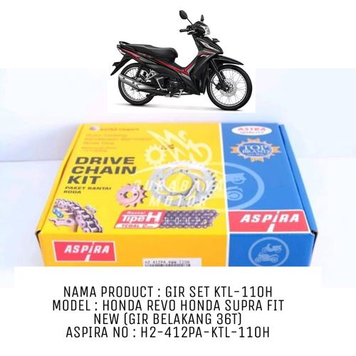 Jual GIR SET GEAR SET+RANTAI MOTOR HONDA REVO SUPRA FIT NEW ASPIRA KTL