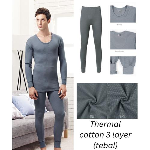 Jual Thermal Long John 3 layer cotton (tebal) Cotton bluesea, M Kab
