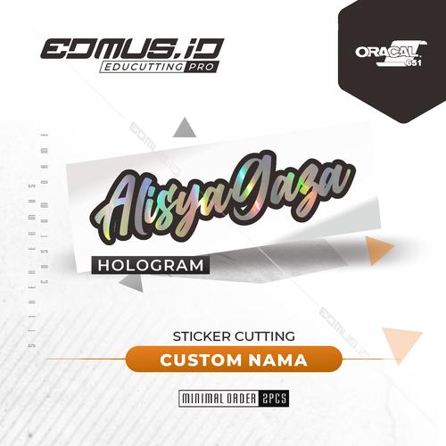 Sticker Teks Jual Sticker Hologram Cutting | Custom Nama/Teks - Dengan Outline, 2cm ...