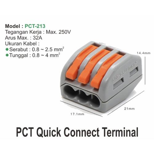 Jual PCT 213 Terminal Konektor Kabel 3p cable connector 3 pin max 32A ...