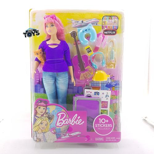 Pink Hair Barbie Daisy Travel Doll Kitten Playset Barbie Daisy