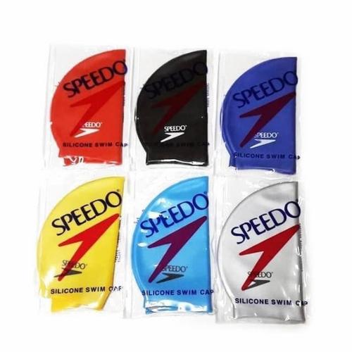 Promo topi renang / swim cap speedo karet silicon Hitam Jakarta
