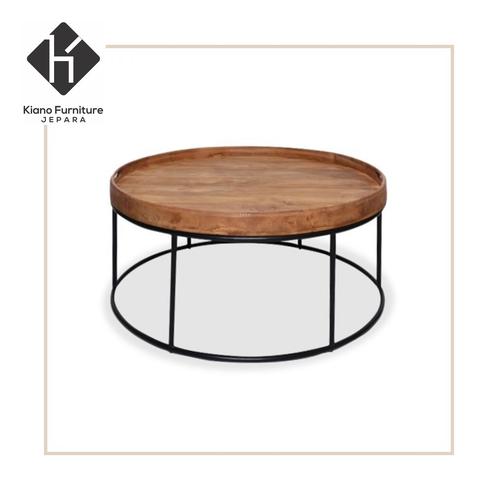 Jual Meja Tamu Coffee Table Kayu Jati Minimalis Diameter 90cm