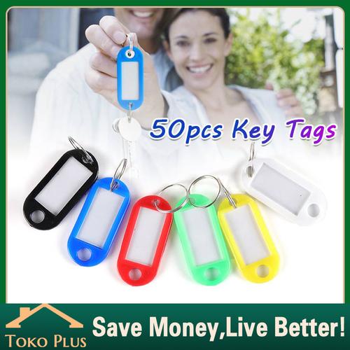 Jual 50Pcs Gantungan Kunci Plastik Kunci Tag Label Nomor Nama Bagasi ...