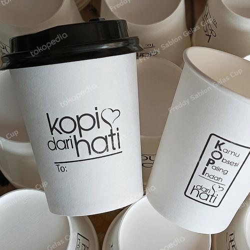 Jual paper cup 8 oz White + Tutup sablon logo @1000pcs - Jakarta Timur ...
