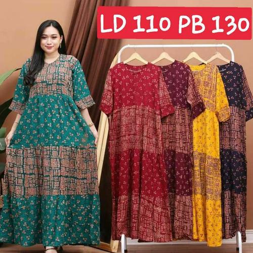 Jual Longdres daster maura muslim lengan 3/4 jumbo bahan santung