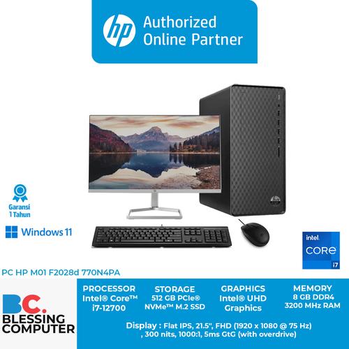 Promo PC HP M01 F2028d 770N4PA Core i7 12700 8GB 512GB W11 OHS BLACK