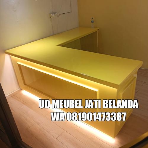 Jual meja kasir mall meja leter L meja kasir kekinian booth mixue