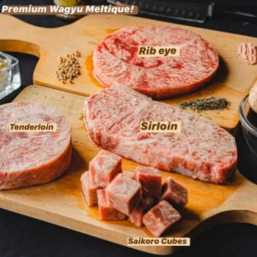 Jual Beef wagyu meltique saikoro tenderloin sirloin rib eye steak 1kg