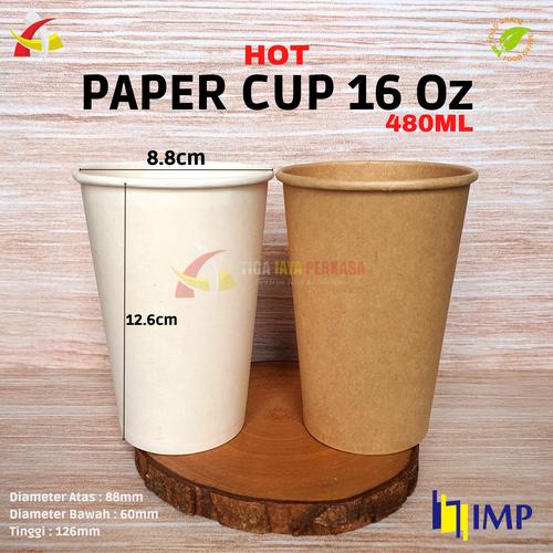 Jual Paper Cup 16 oz Hot 480ml/Gelas Kertas Teh Besar/ Gelas Kopi.@50 ...