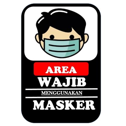 Jual Sign Area Wajib Pakai Masker Icon Label Sticker Unik Signage ...
