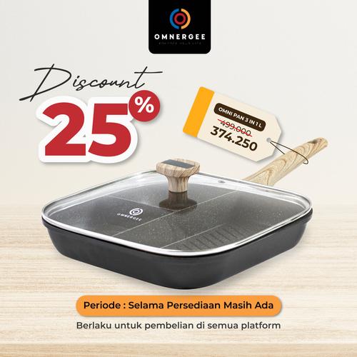 Jual OMNERGEE OMNI PAN 3 in 1 L with Glass Lid Wajan Panci Panggangan