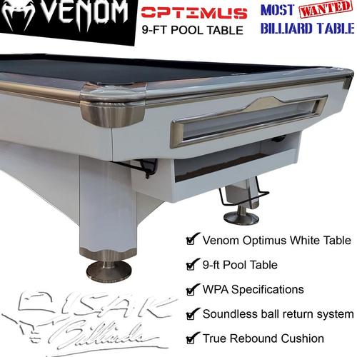 Jual Venom Optimus White 9 ft Pool Table Meja Billiard Biliar Bilyard