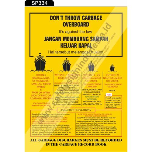 Jual SP334 Poster K3 Safety A1 Don_t throw garbage overboard Kota