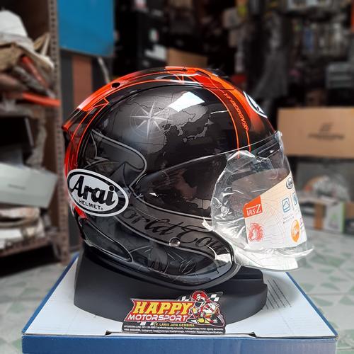 Jual Helm Half Face Arai VzRam Harada World Tour Balck Red Glossy Original Kab. Bantul