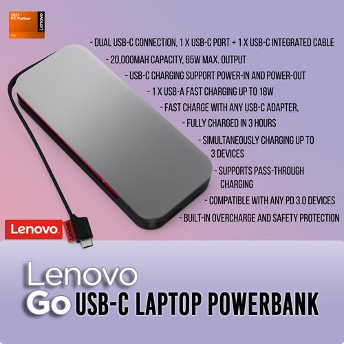 Promo Lenovo Go USBC Laptop Power Bank (20000 mAh) ORIGINAL Jakarta