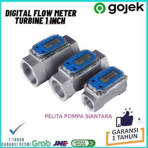 1.5 Inch Digital Turbine Flow Meter - For Diesel, Kerosene, Gasoline & Oil, LCD Display, NPT Thread, 40-280L/min