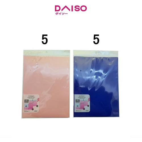 Jual Daiso Clear Plastic Folder 4 Pockets Merah Muda Jakarta