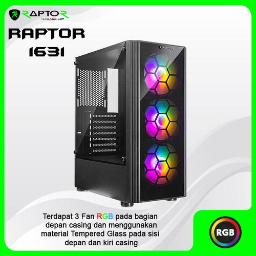 Promo Gaming Case RAPTOR Black Strike 1631 Free 3 FAN RGB - Tempered ...