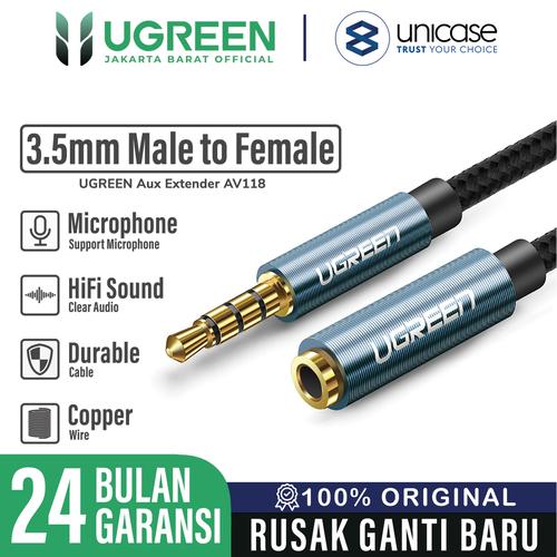 Jual Cable 3.5mm Male to Female UGREEN Audio Aux Extender Microphone