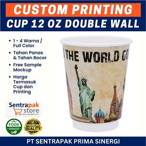 Jual Custom Printing Paper Cup 12 oz Double Wall - Custom Design Full ...