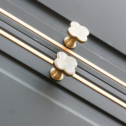 Jual Tarikan Kuningan Handle Nordic Marble Shell Motif Clover Brass ...