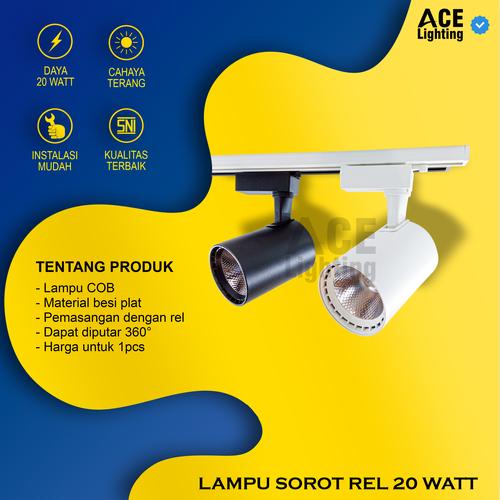 Jual Lampu sorot rel track light LED 20w Spotlight 20 Watt - Body Hitam ...
