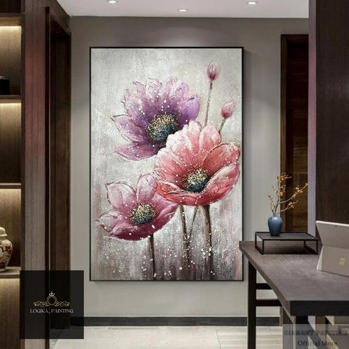 Jual lukisan abstrak didinding bunga modern art minimalis - Tanpa Frame ...