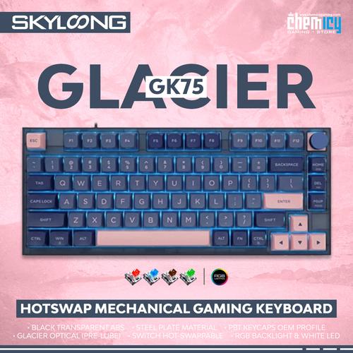 Jual Skyloong GK75 Glacier Blue Pink Hotswap Mechanical Gaming Keyboard