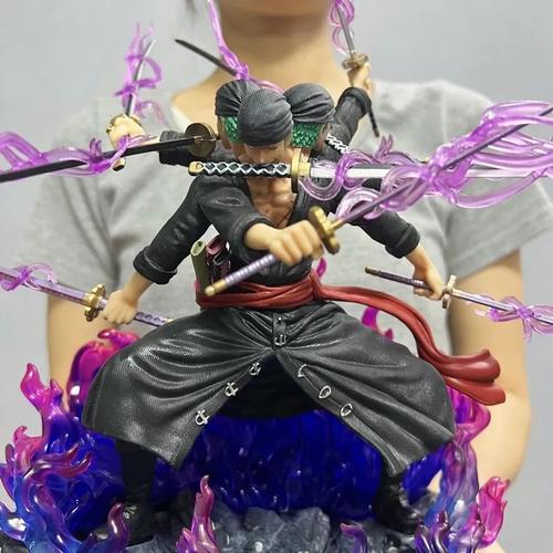 Figurine One Piece Roronoa Zoro 24cm - Édition Luxe Avec Lumière LED - 1.1kg