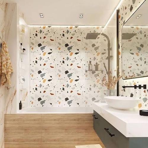 Jual wallpaper sticker dinding kamar mandi waterproof terazo dekorasi