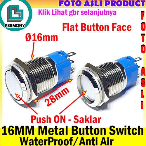 Jual Switch Push Button Saklar On Off 16mm Stainless WaterProof Flat ...