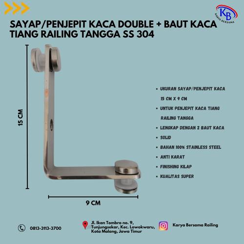 Jual Sayap L / Penjepit Kaca L lengkap dengan baut kaca railing tangga ...