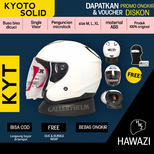Jual KYT KYOTO PUTIH HELM KYT HALF FACE ORIGINAL Putih, L Kota