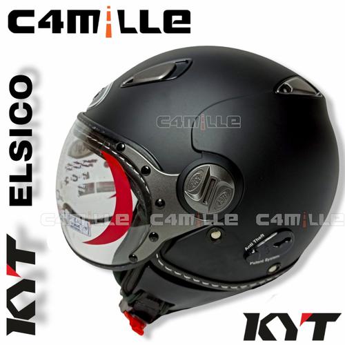 Jual HELM RETRO KYT ELSICO SOLID BLACK DOFF HALF FACE PILOT HITAM DOP