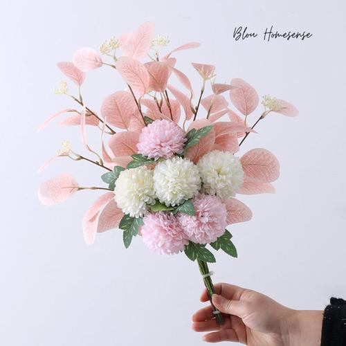 Jual Set Bunga Buket Flower Bouquet Pompom Eucalyptus Artificial Flower