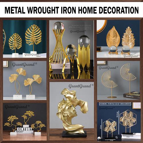 Jual Ornamen Dekorasi Pajangan Gingko Meja Kafe Nordic Metal Gold