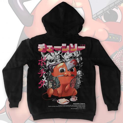 Hoodie Chainsaw Man Pochita - Sweat à Capuche Zippé, Streetwear Casual, Motif Pochita