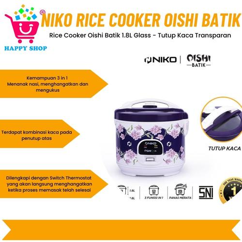 Jual NIKO Rice Cooker Oishi Batik NK 18 - Tutup Kaca Transparan - Kota ...