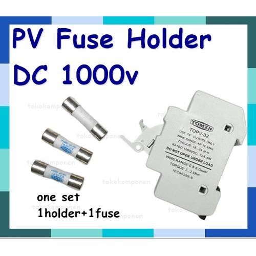 Jual Fuse Holder 1P 10x38mm DC 1000V TOMZN Tegangan Tinggi Dan FUSE 20A
