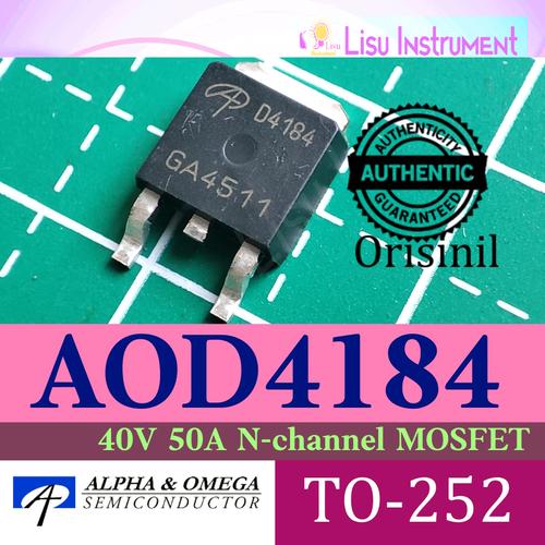 Jual AOD4184 D4184 40V 50A N-channel MOSFET TO-252 Original Alpha ...