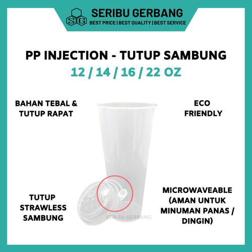 Promo GELAS PLASTIK CUP PP INJECTION 12 14 16 22 OZ TUTUP SAMBUNG HOT ...