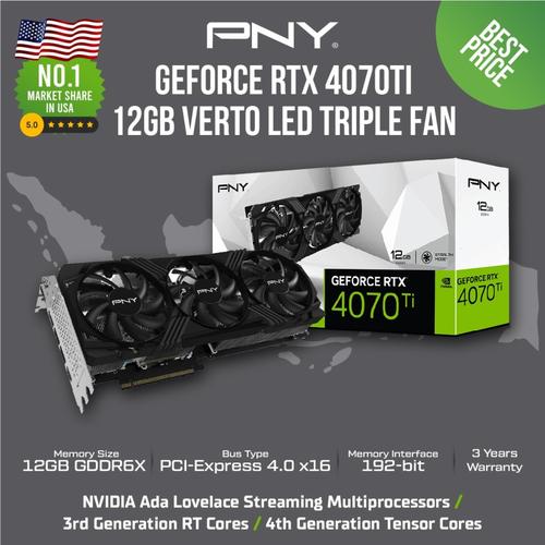 PNY GEFORCE RTX™ 4070 Ti 12GB VERTO Triple Fan Carte Graphique Nvidia - HDMI, DP avec PNY GEFORCE RTX™ 4070 Ti 12GB VERTO Triple Fan Carte Graphique Nvidia - HDMI, DP avec