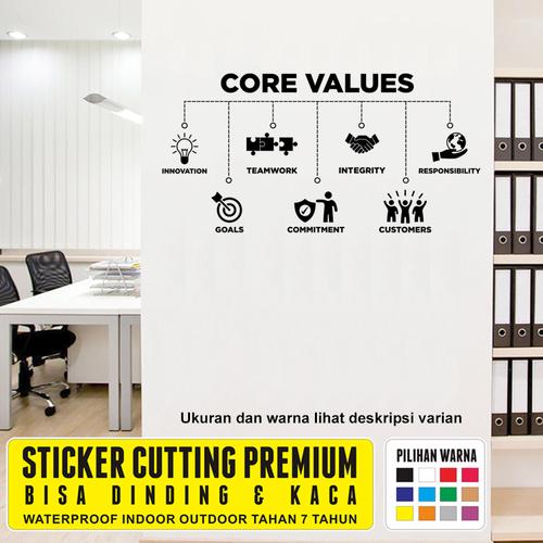 Jual Wall Sticker Dinding dan Kaca Kantor Motivasi Core Values Cutting