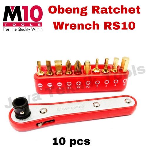 Jual Obeng Ratchet Wrench M10 Mini RS10 Set 10 pcs Screwdriver Mata ...