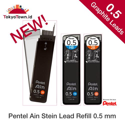 PENTEL Ain Stein 0.5 mm HB lead refills, model C275S-HB2P, 12 leads (2 tubes per pack). | OfficeMate