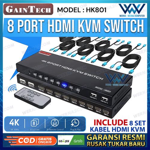 Jual 8 Port Auto USB 2.0 KVM Switch HDMI + 8 set kabel hdmi kvm