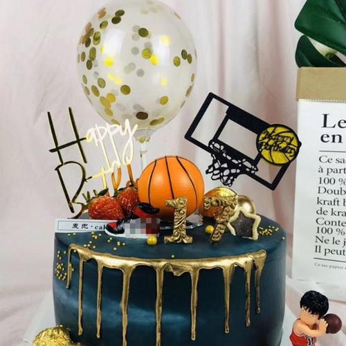 Jual topper cake kue ulang tahun tema bola basket sports birthday